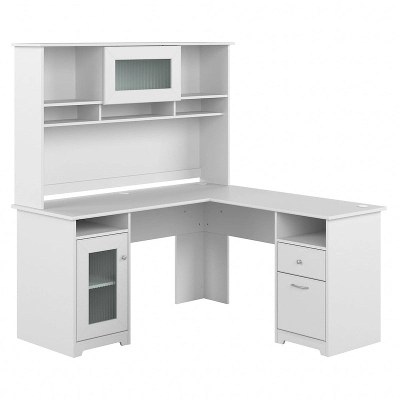 Bureau d'angle 60 W Cabot avec huche et rangement par