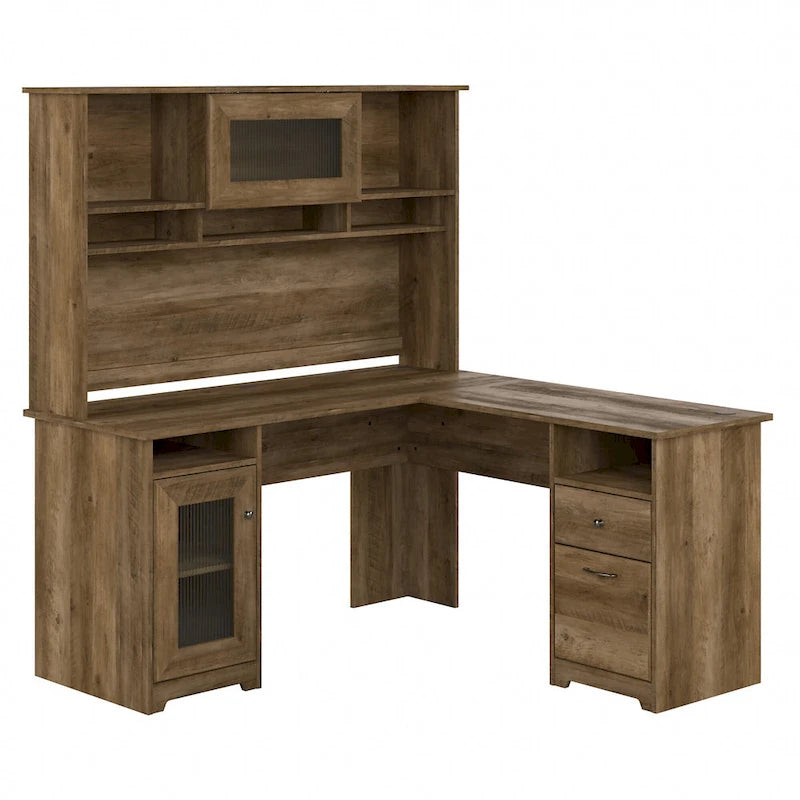 Bureau d'angle 60 W Cabot avec huche et rangement par