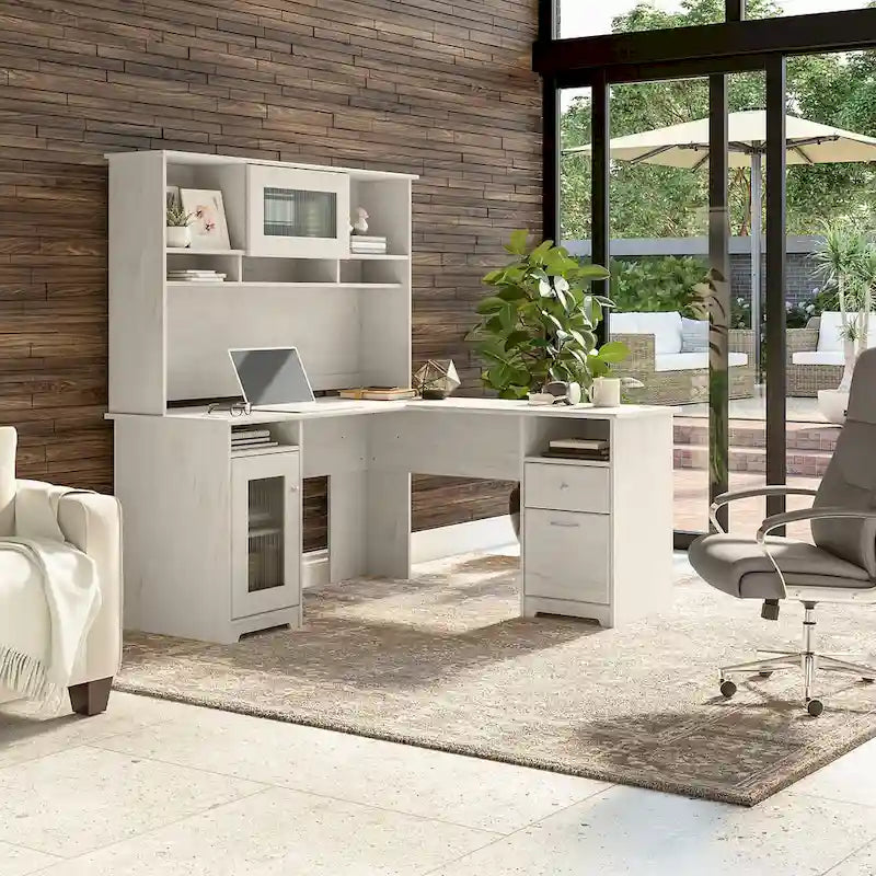 Bureau d'angle 60 W Cabot avec huche et rangement par