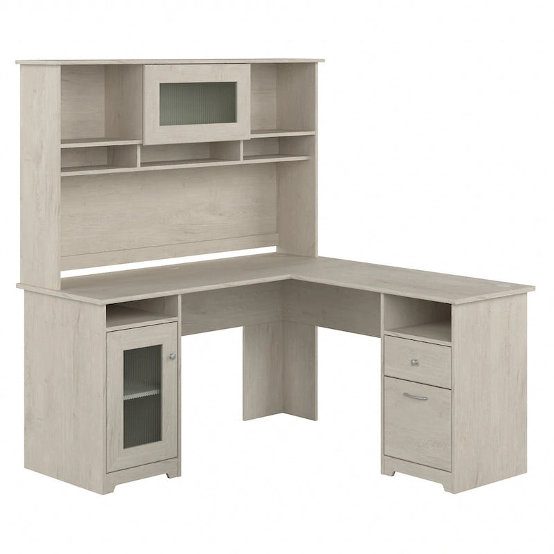 Bureau d'angle 60 W Cabot avec huche et rangement par