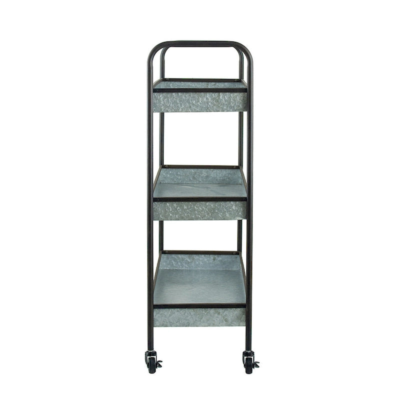 Chariot métallique roulant de 101,6 cm, 3 étagères, roulettes, gris galvanisé