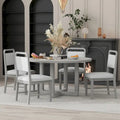 Ensemble table et 4 chaises de salle à manger, ensemble table de cuisine en bois avec table ronde et 4 chaises rembourrées
