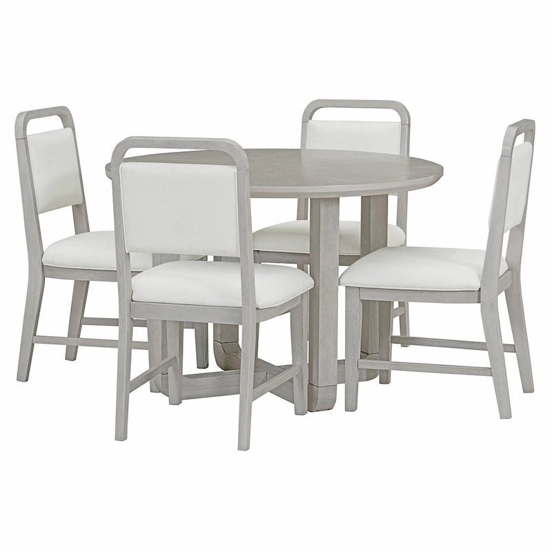 Ensemble table et 4 chaises de salle à manger, ensemble table de cuisine en bois avec table ronde et 4 chaises rembourrées
