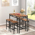 Ensemble table à manger hauteur comptoir avec 4 tabourets de bar, cadre en métal, plateau en bois vintage, table à manger rectangulaire, 5 pièces
