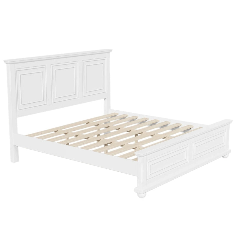 Lit King Size Traditionnel en Pin Blanc avec Support à Lattes en Bois