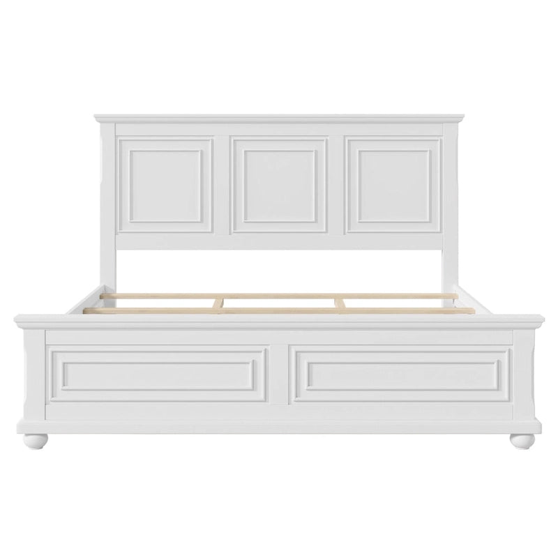 Lit King Size Traditionnel en Pin Blanc avec Support à Lattes en Bois