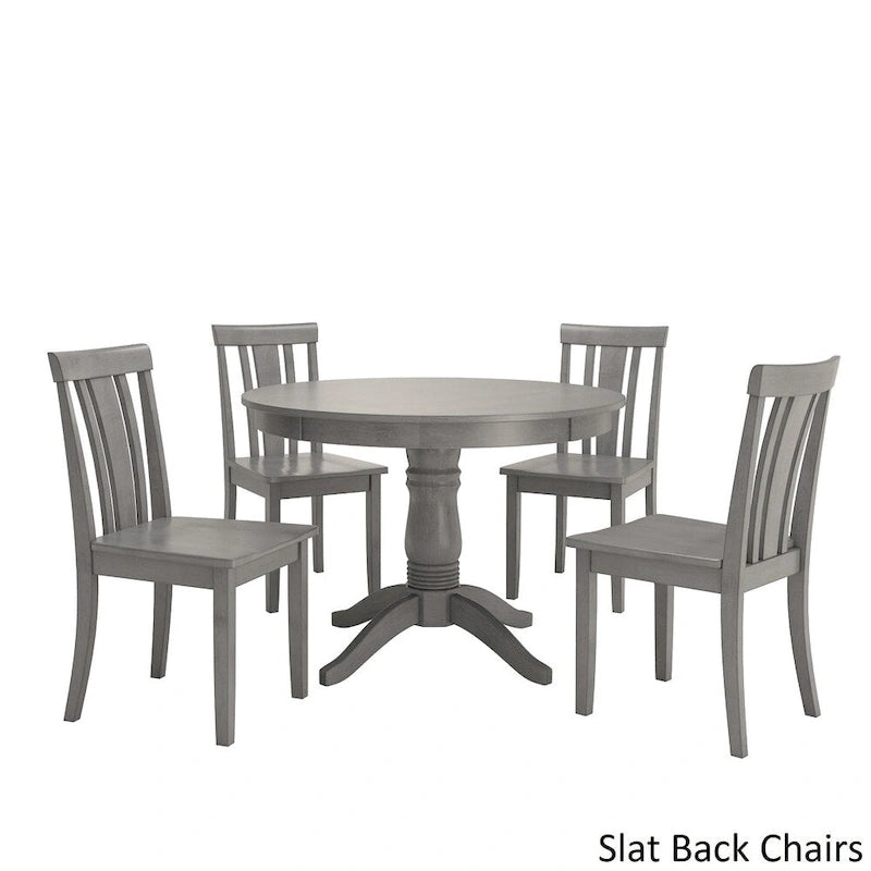 Ensemble de salle à manger 5 pièces Wilmington II avec base à piédestal ronde gris antique par