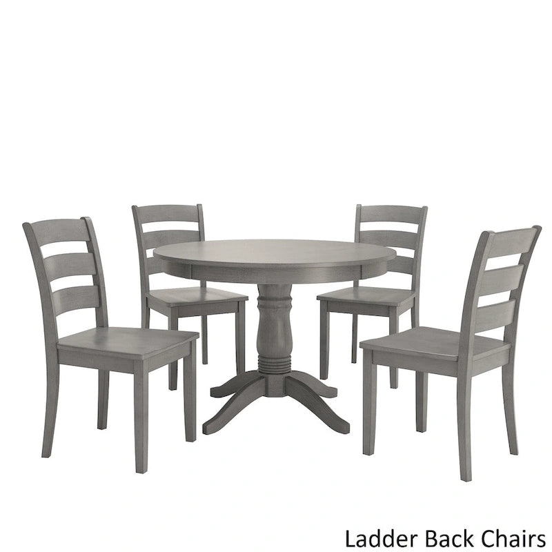 Ensemble de salle à manger 5 pièces Wilmington II avec base à piédestal ronde gris antique par