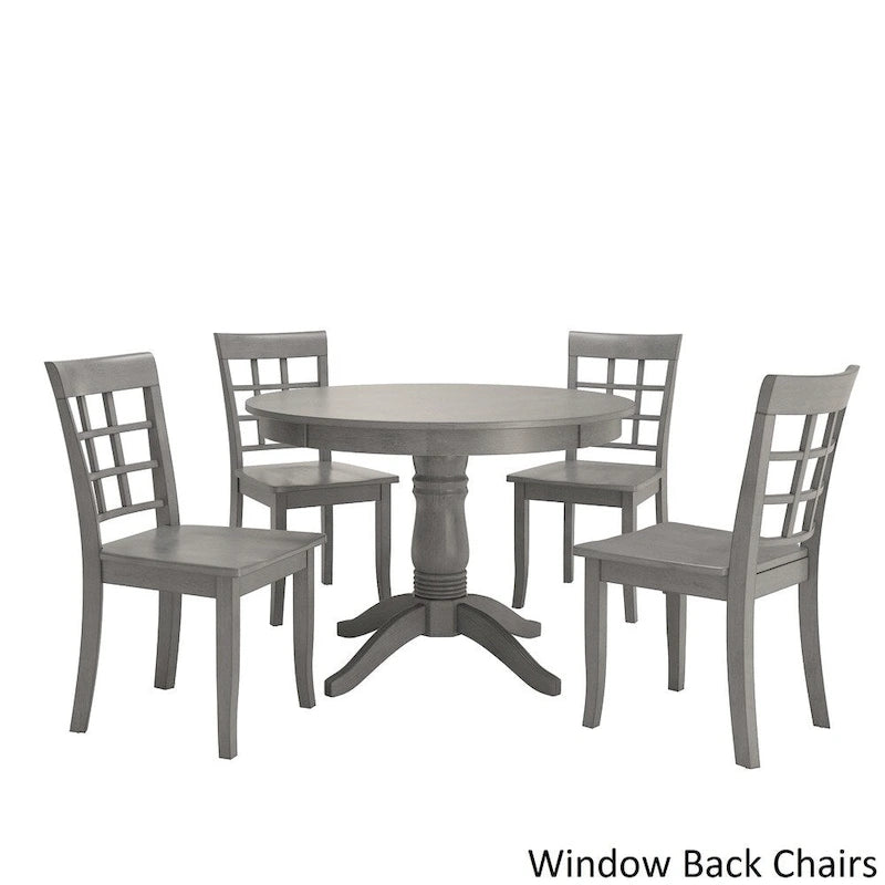 Ensemble de salle à manger 5 pièces Wilmington II avec base à piédestal ronde gris antique par