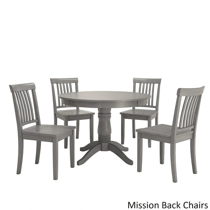 Ensemble de salle à manger 5 pièces Wilmington II avec base à piédestal ronde gris antique par