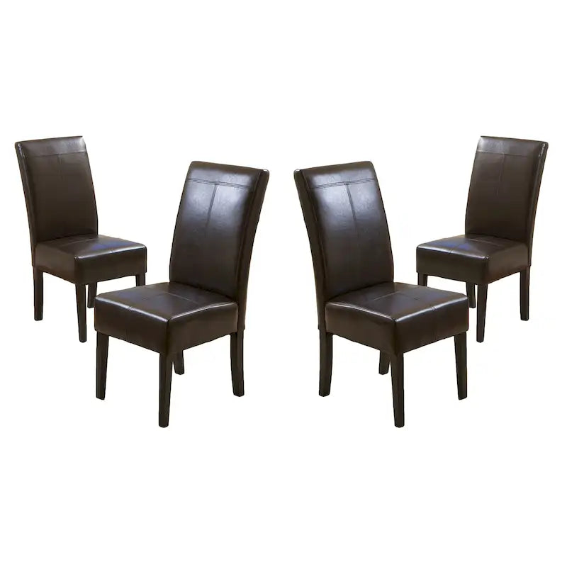 Chaise de salle à manger en cuir reconstitué marron chocolat à surpiqûres en T (lot de 4) par