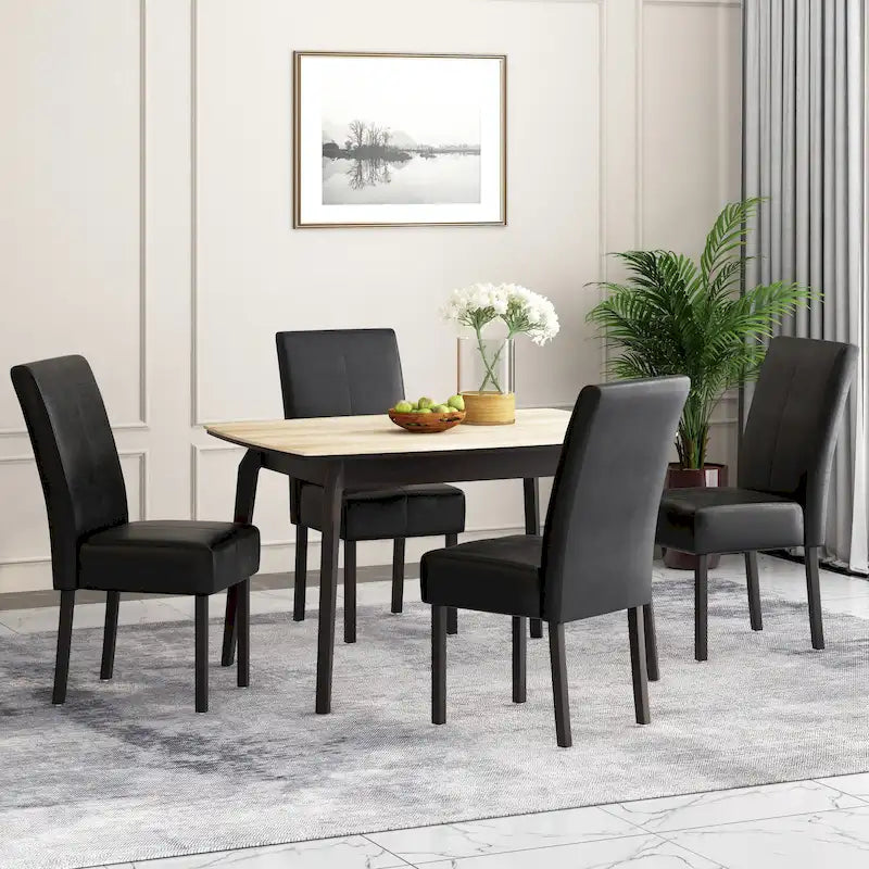 Chaise de salle à manger en cuir reconstitué marron chocolat à surpiqûres en T (lot de 4) par