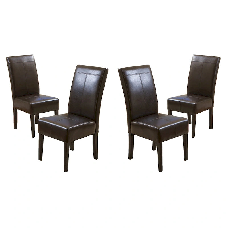 T-stitch Chocolate Brown Bonded Leather Dining Chair (Set of 4) by 