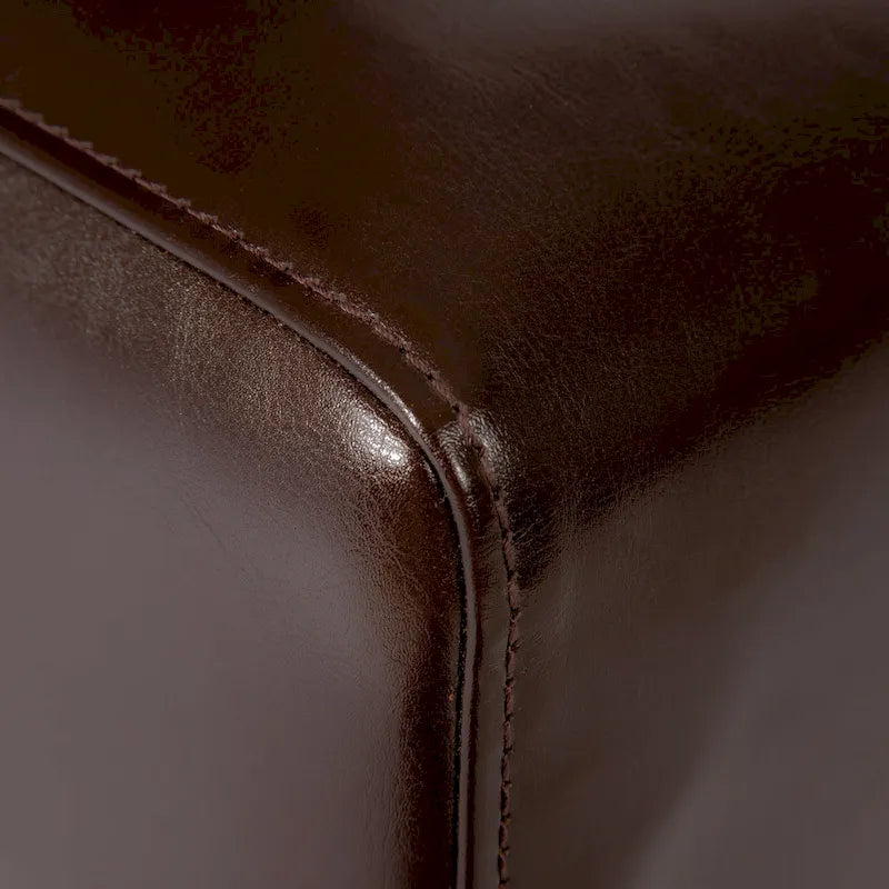 Chaise de salle à manger en cuir reconstitué marron chocolat à surpiqûres en T (lot de 4) par
