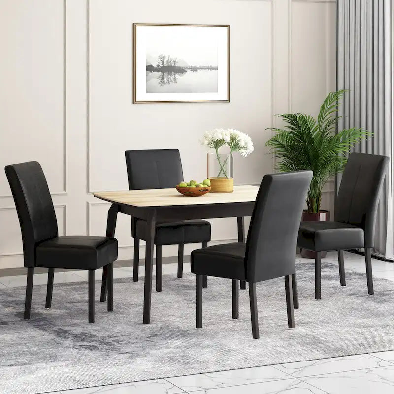 Chaise de salle à manger en cuir reconstitué marron chocolat à surpiqûres en T (lot de 4) par