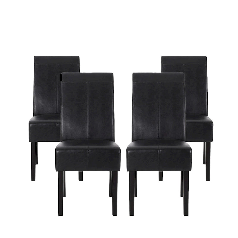 Chaise de salle à manger en cuir reconstitué marron chocolat à surpiqûres en T (lot de 4) par