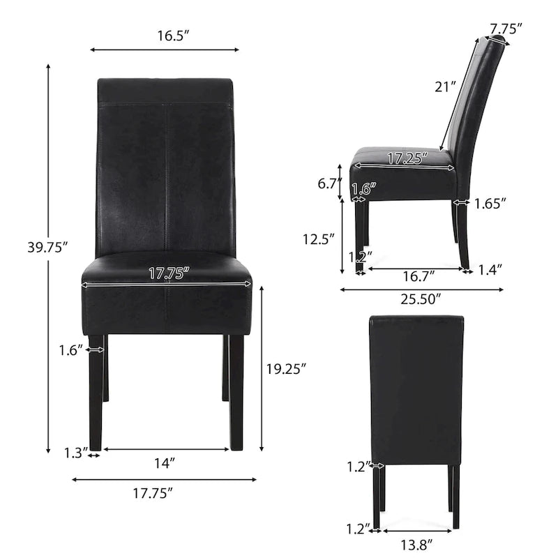 Chaise de salle à manger en cuir reconstitué marron chocolat à surpiqûres en T (lot de 4) par
