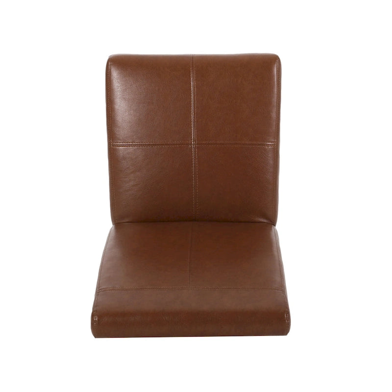 Chaise de salle à manger en cuir reconstitué marron chocolat à surpiqûres en T (lot de 4) par