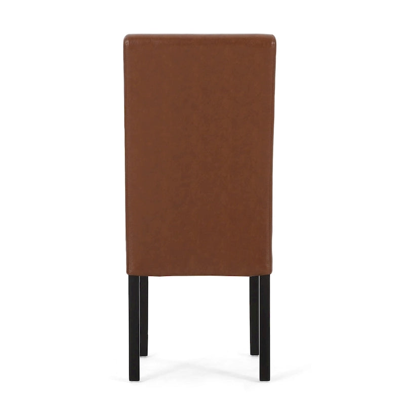 Chaise de salle à manger en cuir reconstitué marron chocolat à surpiqûres en T (lot de 4) par