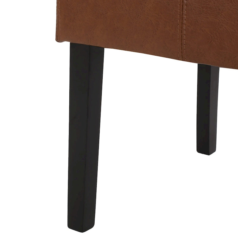 Chaise de salle à manger en cuir reconstitué marron chocolat à surpiqûres en T (lot de 4) par