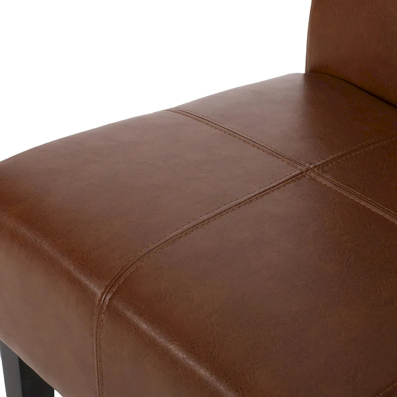 Chaise de salle à manger en cuir reconstitué marron chocolat à surpiqûres en T (lot de 4) par