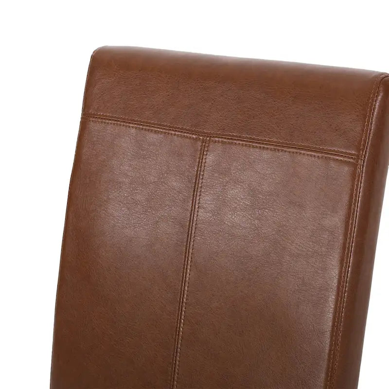 Chaise de salle à manger en cuir reconstitué marron chocolat à surpiqûres en T (lot de 4) par