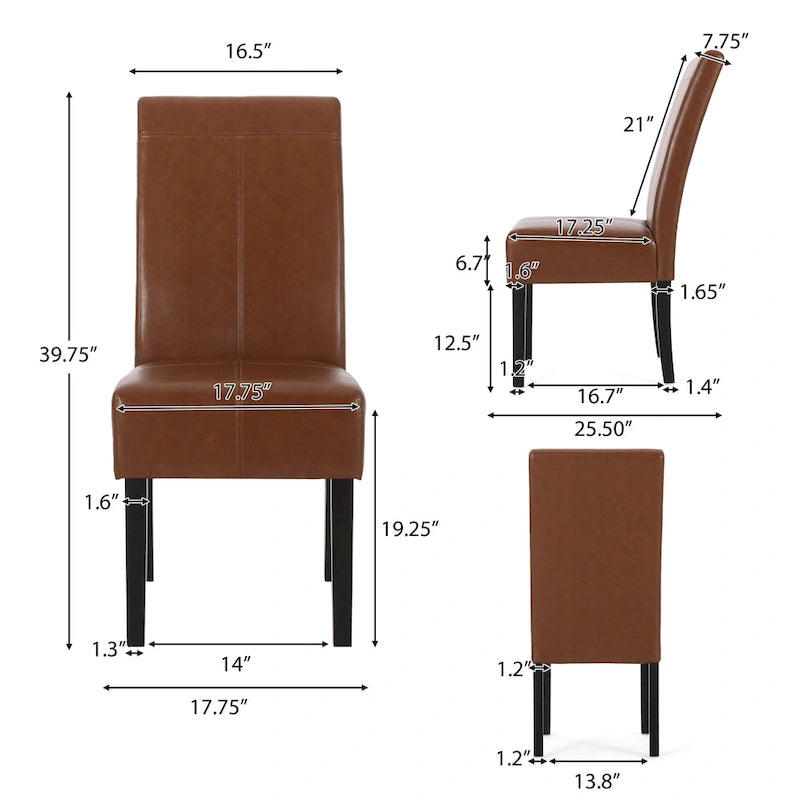Chaise de salle à manger en cuir reconstitué marron chocolat à surpiqûres en T (lot de 4) par
