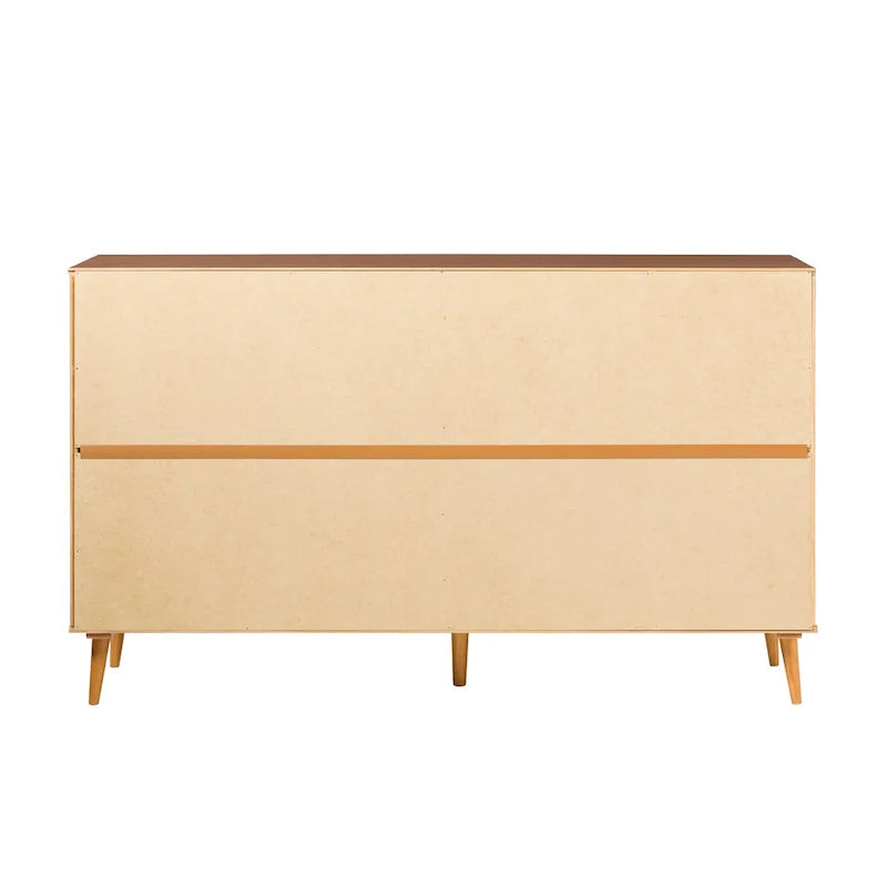 Commode en bois massif à 6 tiroirs, style Mid-Century