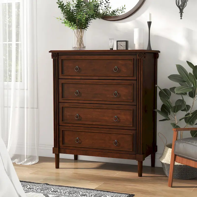 Commode 4 tiroirs en bois massif Joneigh par