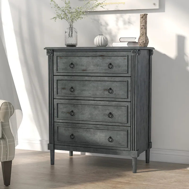 Commode 4 tiroirs en bois massif Joneigh par