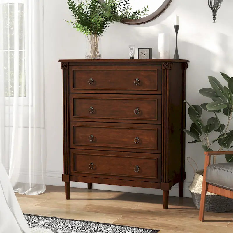 Commode 4 tiroirs en bois massif Joneigh par