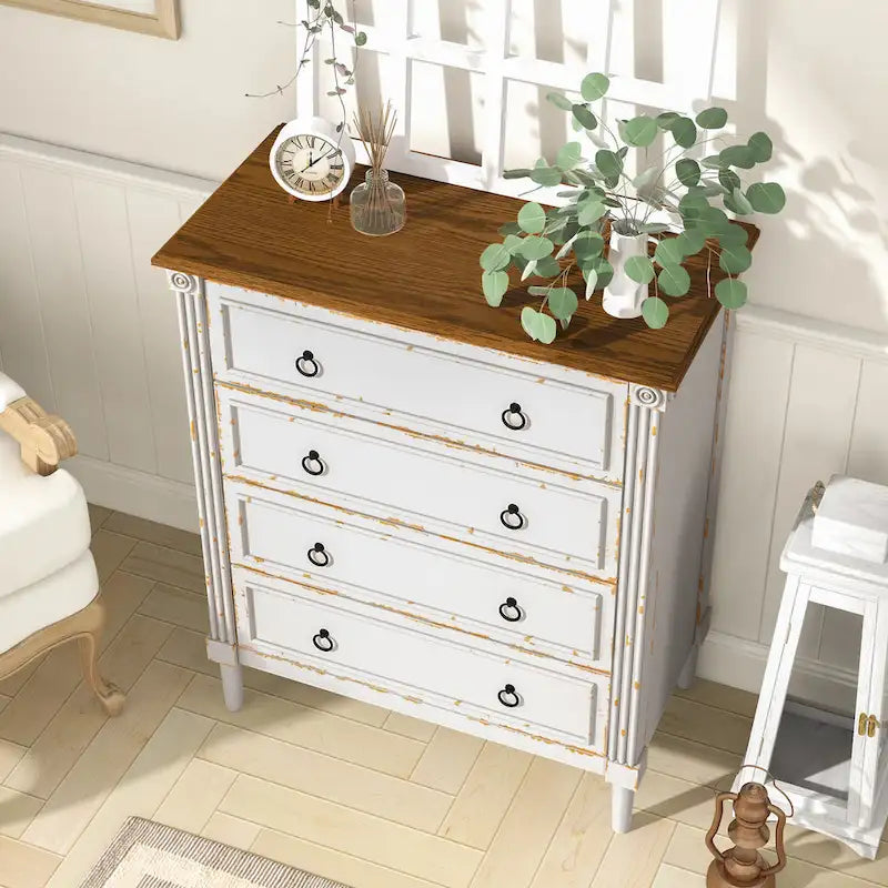 Commode 4 tiroirs en bois massif Joneigh par
