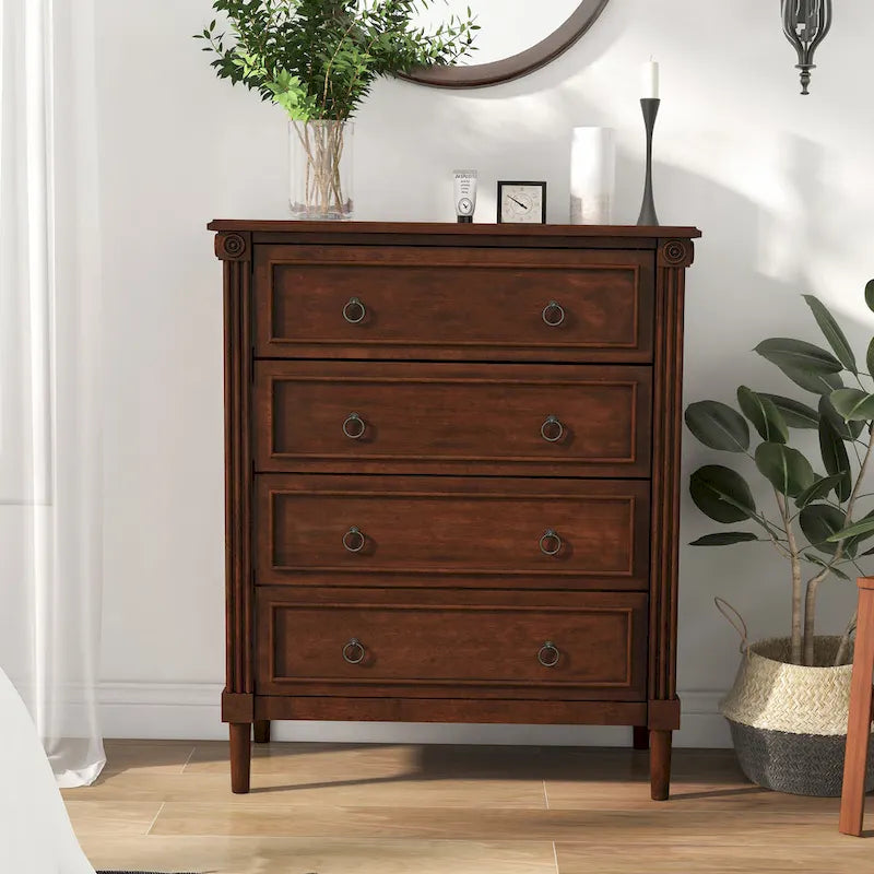 Commode 4 tiroirs en bois massif Joneigh par