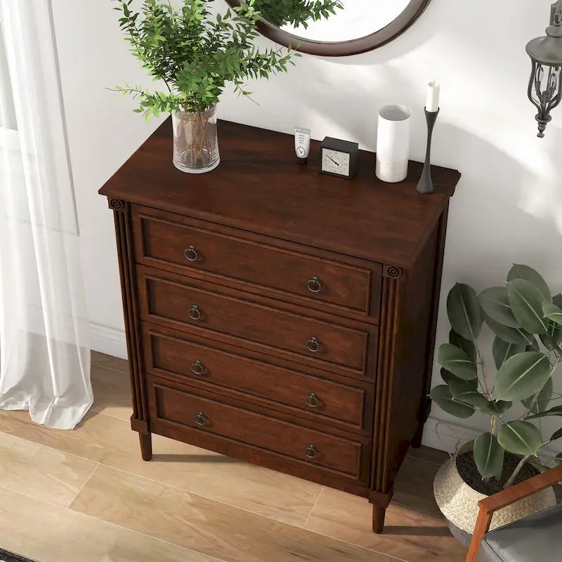 Commode 4 tiroirs en bois massif Joneigh par