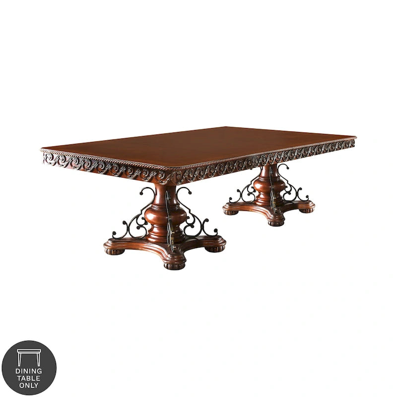 Table à manger extensible en bois Nald Cherry de 120 pouces