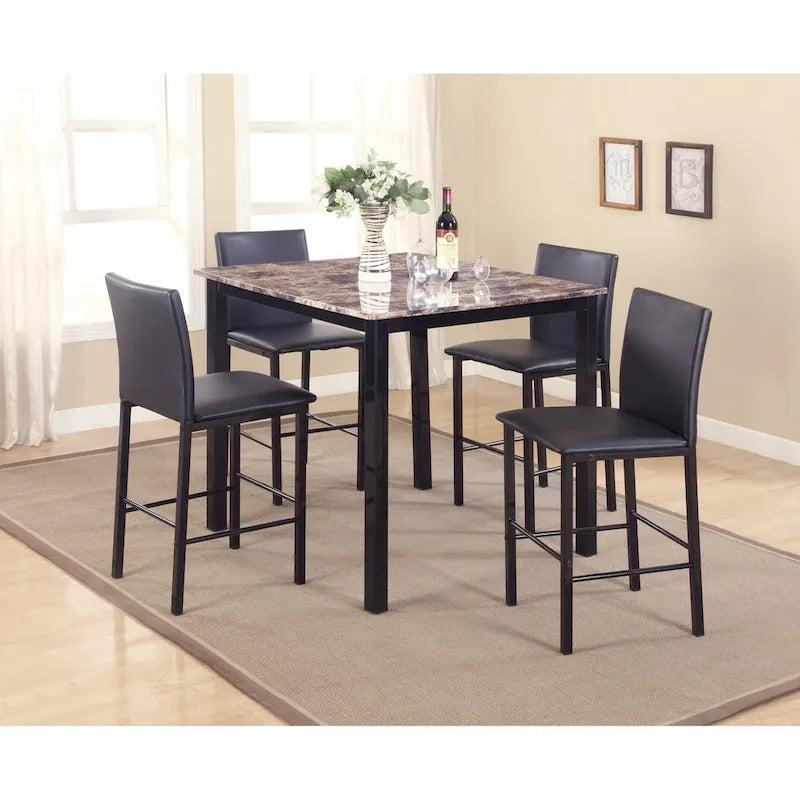  Citico Counter Height Brown/Black Faux Marble 5-piece Dining Set