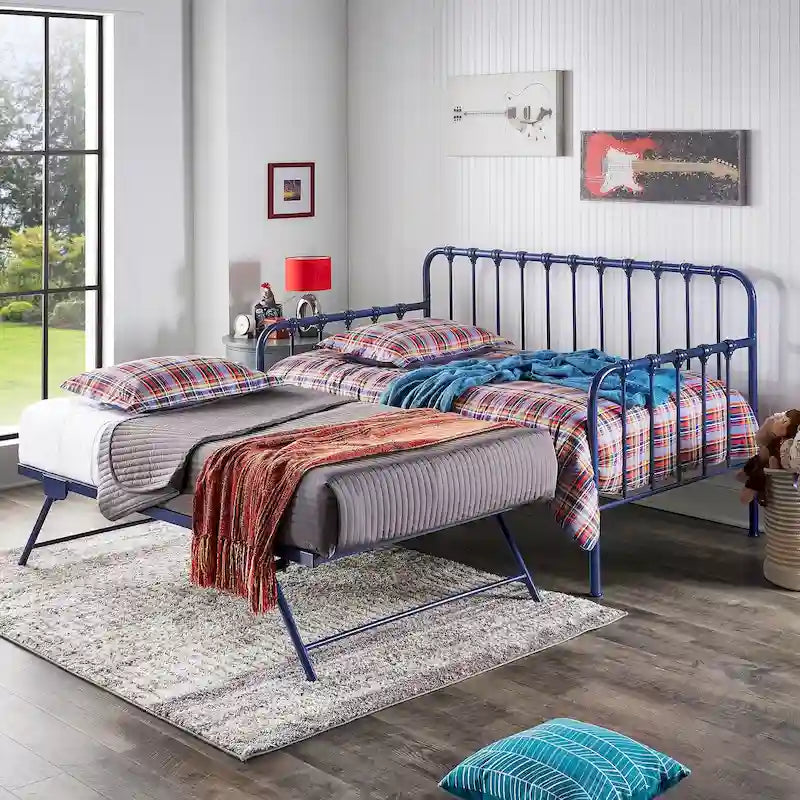 Lit de repos Constance en métal avec lit gigogne relevable par