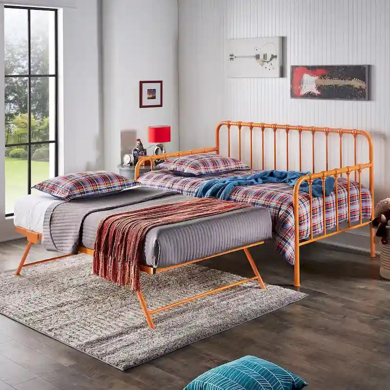Lit de repos Constance en métal avec lit gigogne relevable par