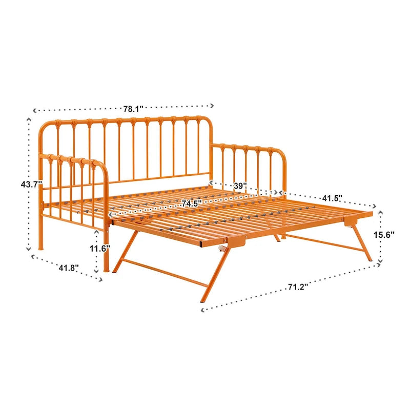 Lit de repos Constance en métal avec lit gigogne relevable par