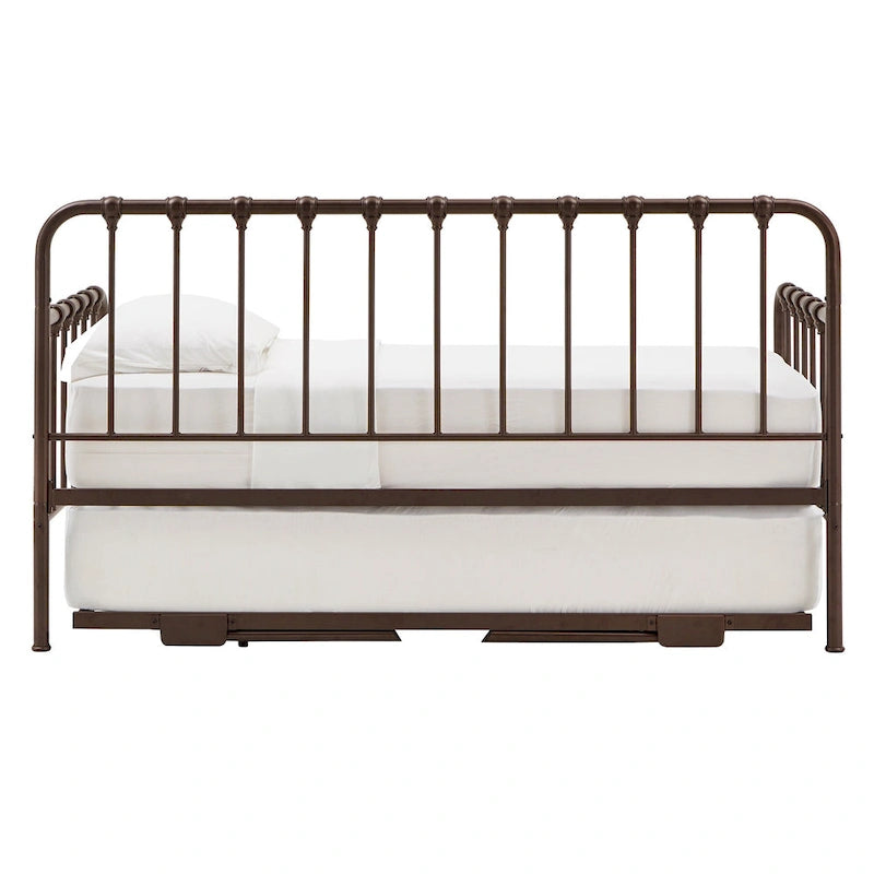 Lit de repos Constance en métal avec lit gigogne relevable par