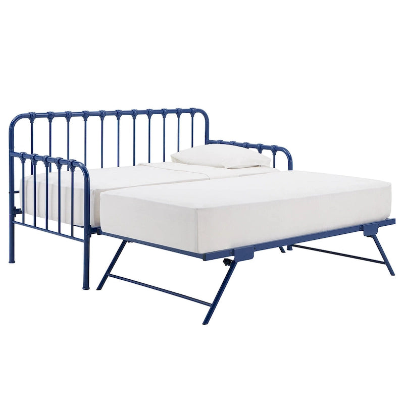 Lit de repos Constance en métal avec lit gigogne relevable par