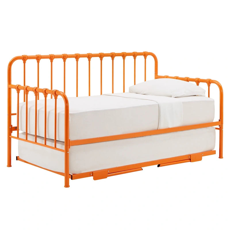 Lit de repos Constance en métal avec lit gigogne relevable par