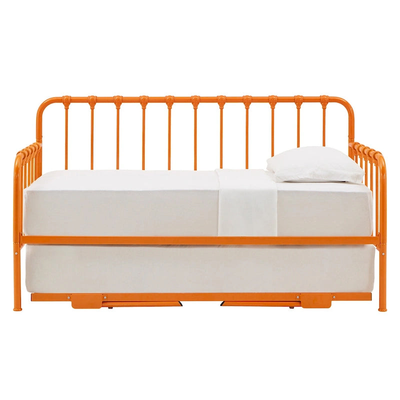 Lit de repos Constance en métal avec lit gigogne relevable par