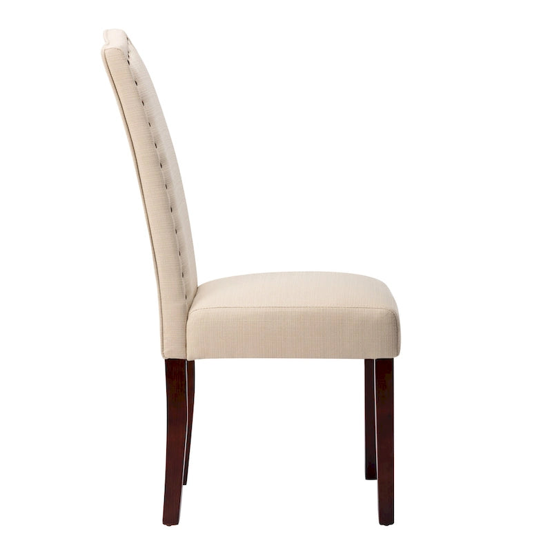 Chaises de salle à manger Parson rembourrées en tissu avec garniture cloutée (lot de 2)