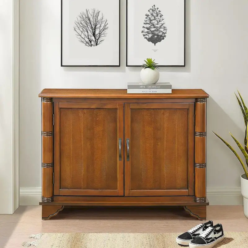 Meuble de rangement 2 portes 40 Pine, Buffet de salle à manger avec portes et étagère réglable, Commode d'entrée en bois, Placard