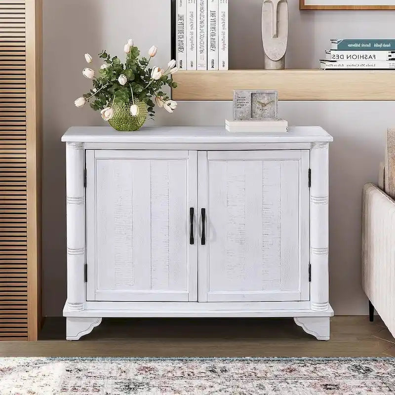 Meuble de rangement 2 portes 40 Pine, Buffet de salle à manger avec portes et étagère réglable, Commode d'entrée en bois, Placard