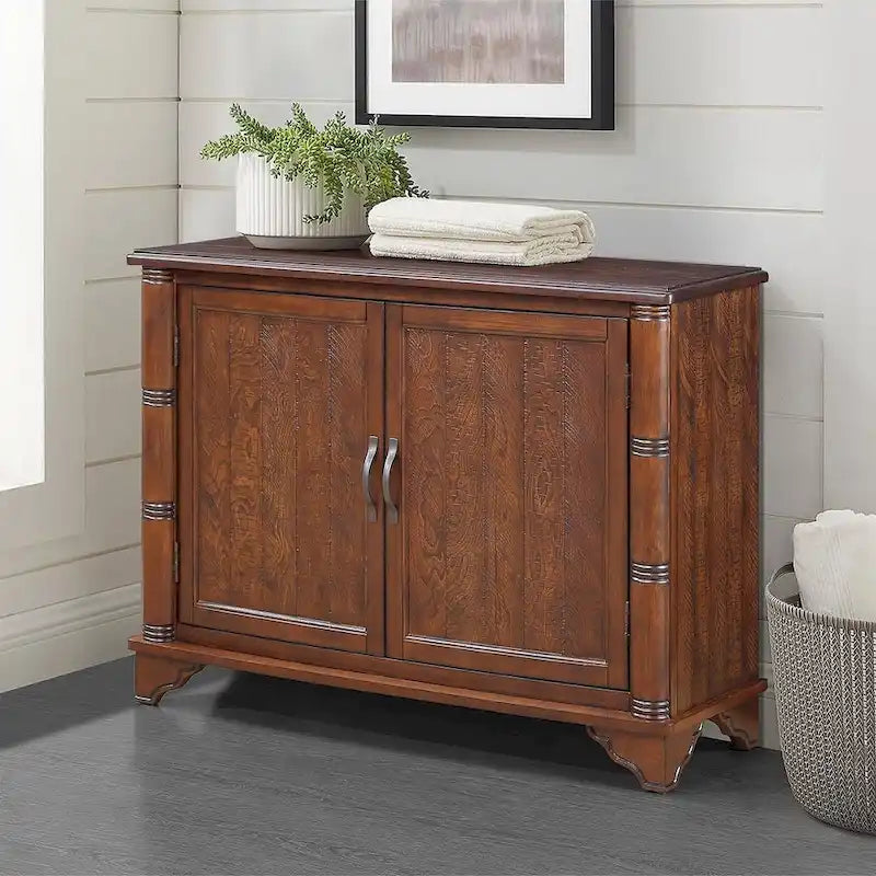 Meuble de rangement 2 portes 40 Pine, Buffet de salle à manger avec portes et étagère réglable, Commode d'entrée en bois, Placard