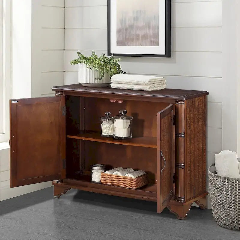 Meuble de rangement 2 portes 40 Pine, Buffet de salle à manger avec portes et étagère réglable, Commode d'entrée en bois, Placard
