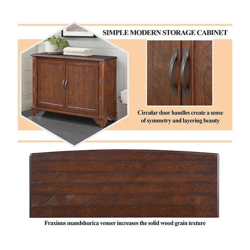 Meuble de rangement 2 portes 40 Pine, Buffet de salle à manger avec portes et étagère réglable, Commode d'entrée en bois, Placard
