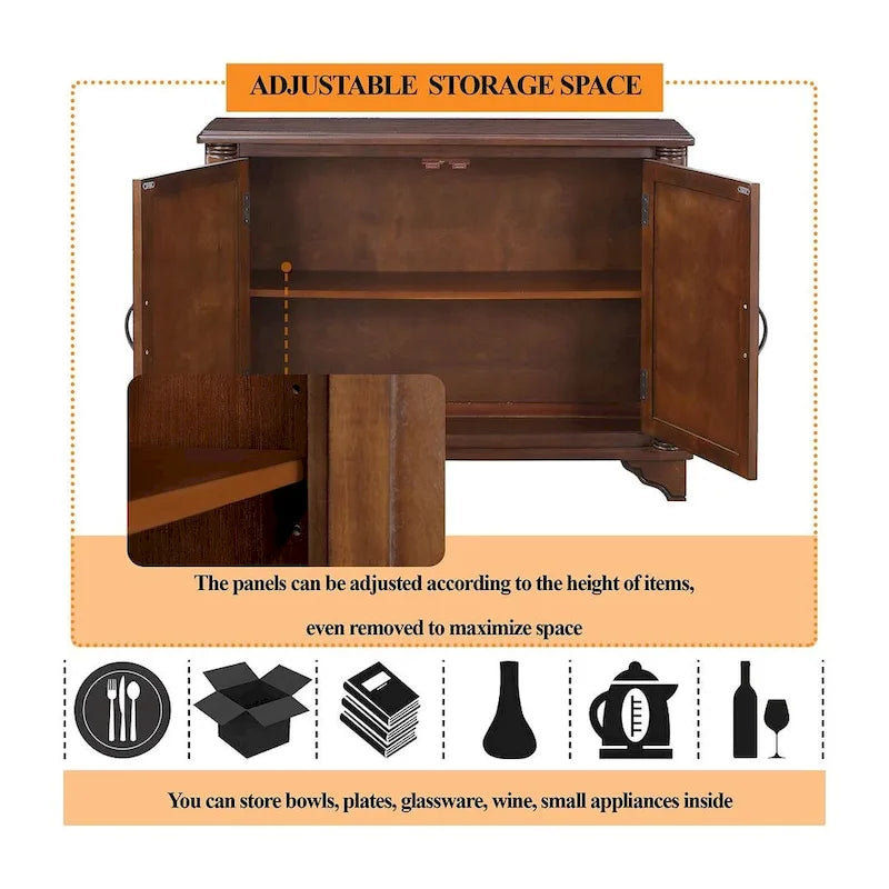 Meuble de rangement 2 portes 40 Pine, Buffet de salle à manger avec portes et étagère réglable, Commode d'entrée en bois, Placard